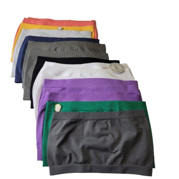 PURPLE Crop Top Stretchy Ribbed Bandeau Tube Top - One Size- NEW - Picture 4 of 7